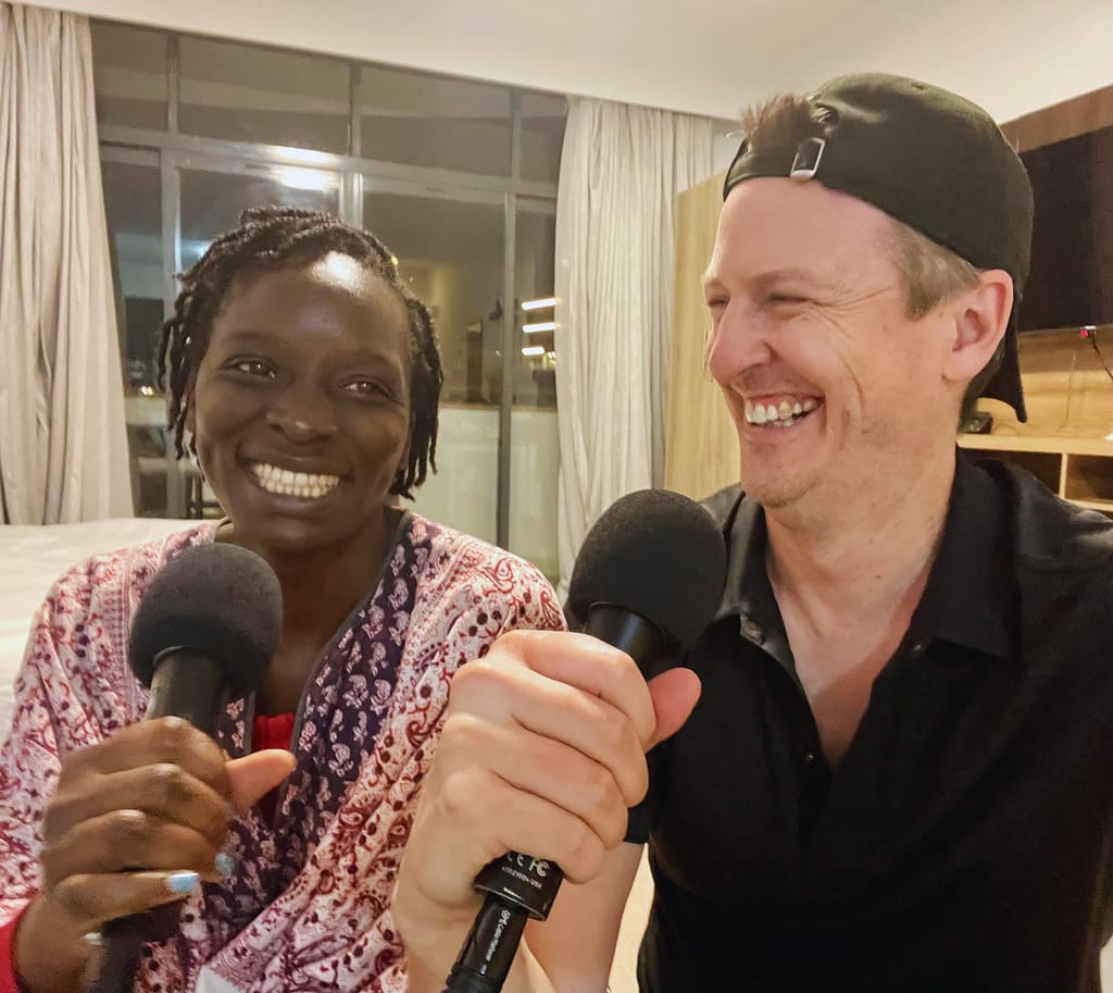 Eva Adongo is with Matt Bowles as a guest speaker on a podcast
